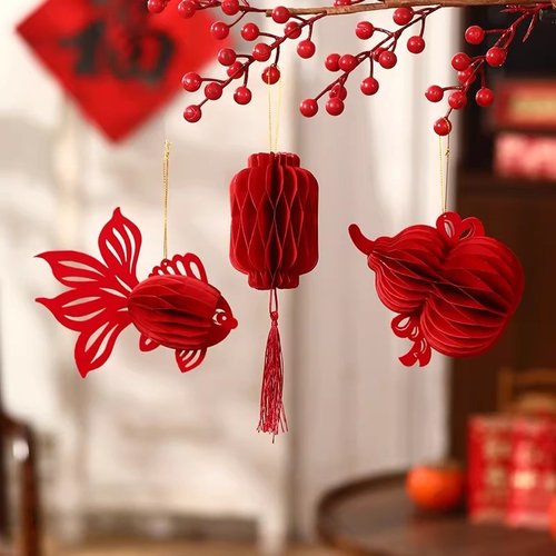 2026马年装饰蜂窝灯笼挂饰过年小挂件新年新款葫芦门挂春节布置