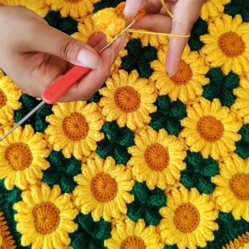 丝光向日葵手工编织教程向日葵坐垫材料包向日葵沙发垫子客厅垫子
