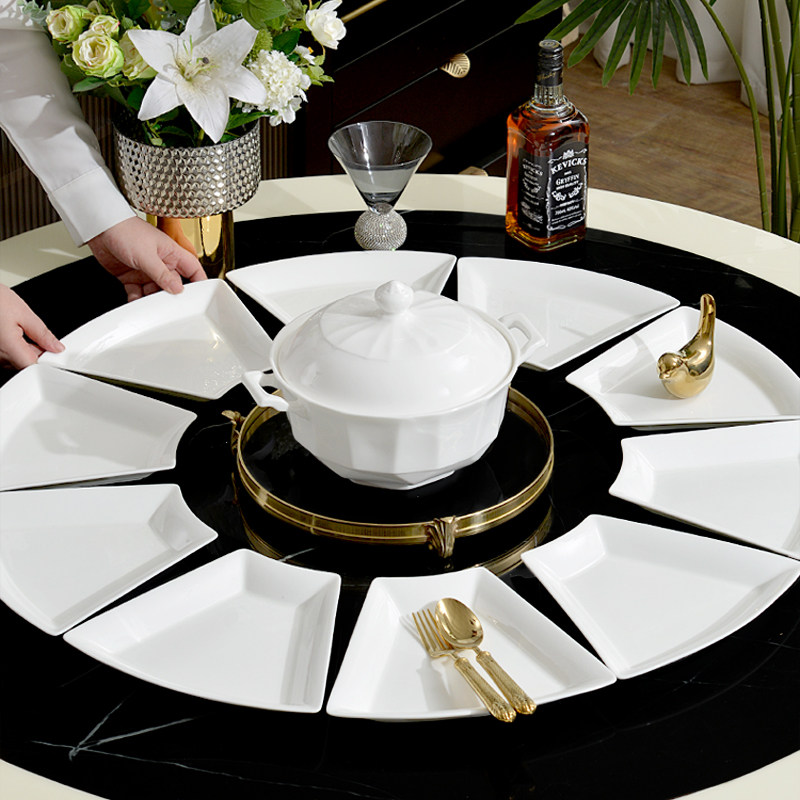 扇形团圆拼盘餐具组合年夜饭菜盘碗碟骨质瓷深盘套装纯白家用,餐饮具,盘,淘宝优惠券,粉丝福利购,淘宝优惠卷