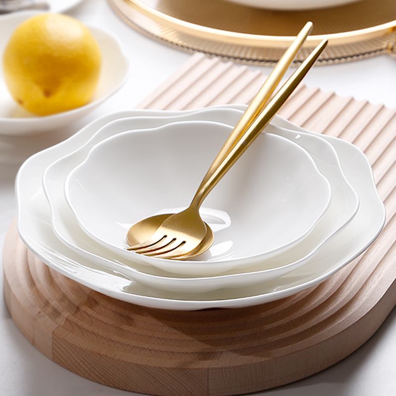 唐山纯白骨瓷陶瓷花边异形可微波