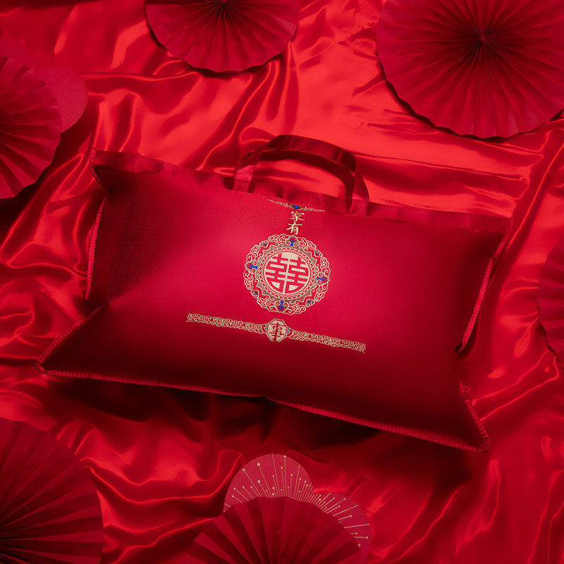结婚枕芯包装袋枕头喜被收纳袋超大红色手提陪嫁刺绣四件套礼品袋