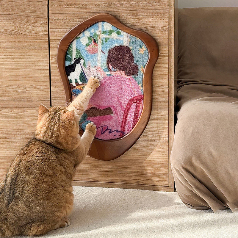 日本艺术画猫抓板贴墙不掉屑保护沙发磨爪器猫抓垫耐磨防抓宠物
