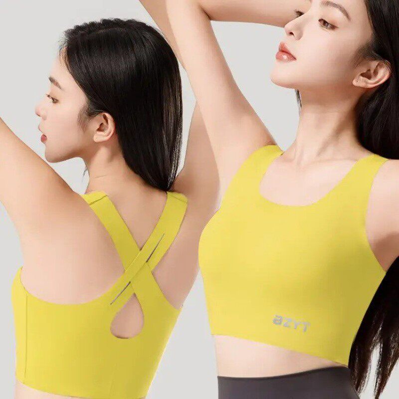 透气运动瑜伽上衣含胸垫运动文胸女长款背心无痕裸感美背防震上衣