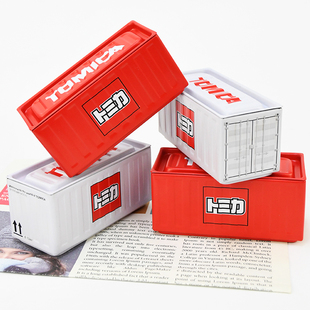 TOMY多美卡复古工业风小货柜迷你集装箱收纳盒模型摆件桌搭小铁盒