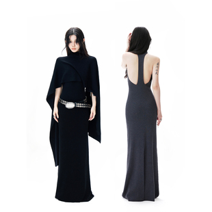 针织简约纯色披肩可单穿露背显瘦修身 Common 韩版 0120 连衣裙