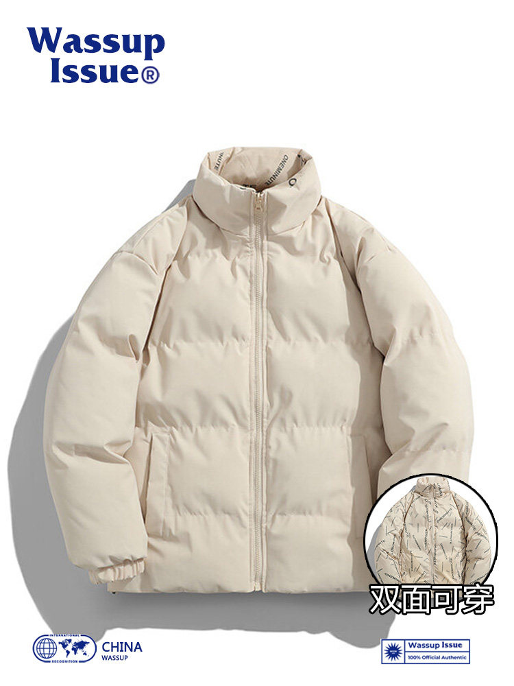 WASSUP ISSUE REVERSIBLE DOWN COTTON JACKET MENS WINTER PADDED JACKET THICKENED BREAD JACKET COTTON COUPLE JACKET