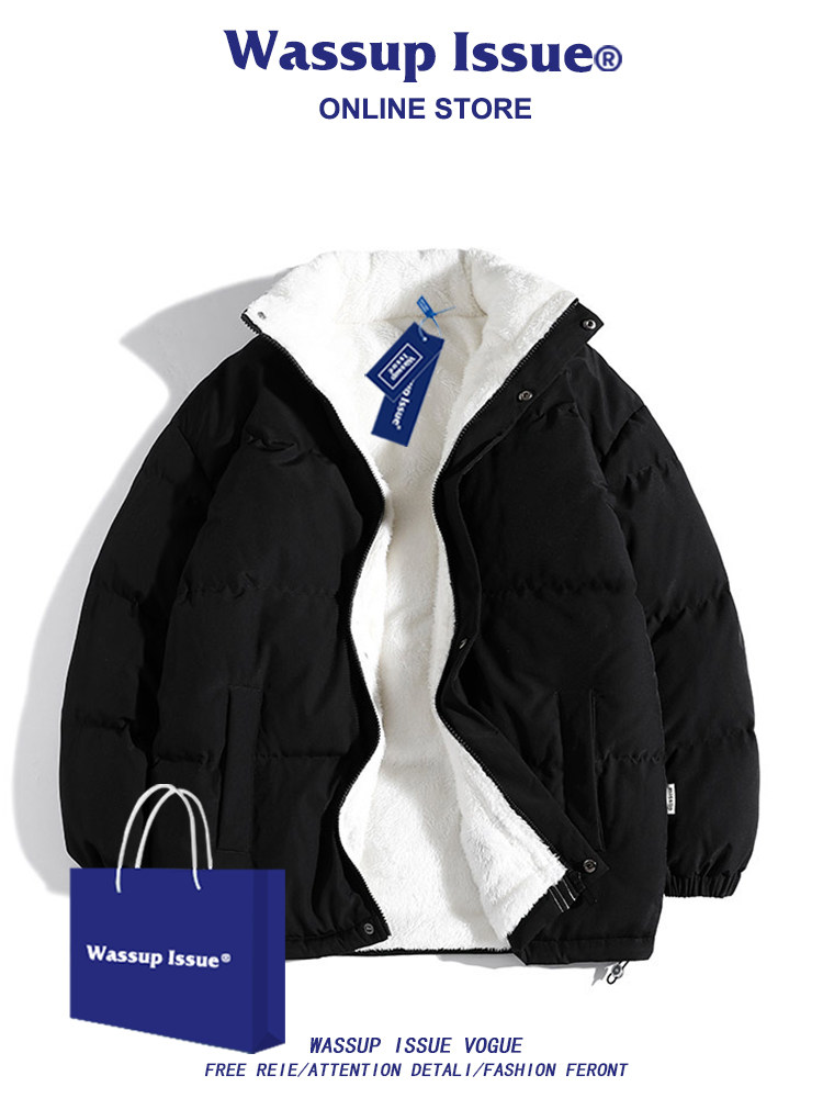 WASSUP ISSUE LAMB WOOL COTTON JACKET MENS WINTER CLOTHES COUPLES WINTER FLEECE THICKENED DOWN COTTON JACKET MENS