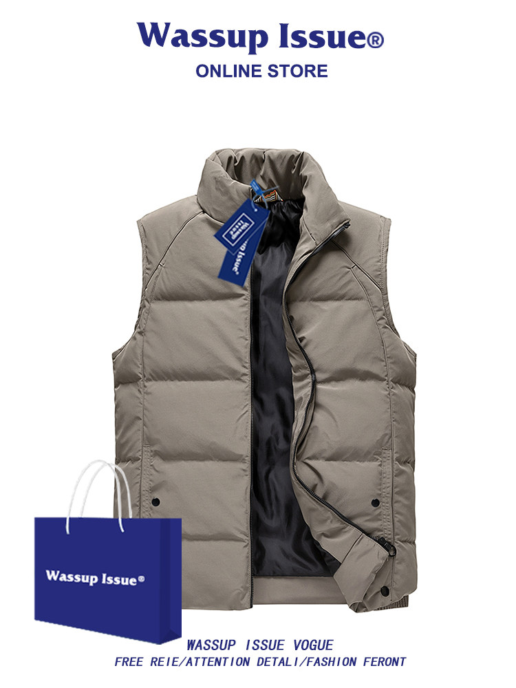 WASSUP ISSUE DOWN COTTON VEST MENS WINTER 2024 NEW HORSE CLIP THERMAL VEST SHOULDER JACKET MEN