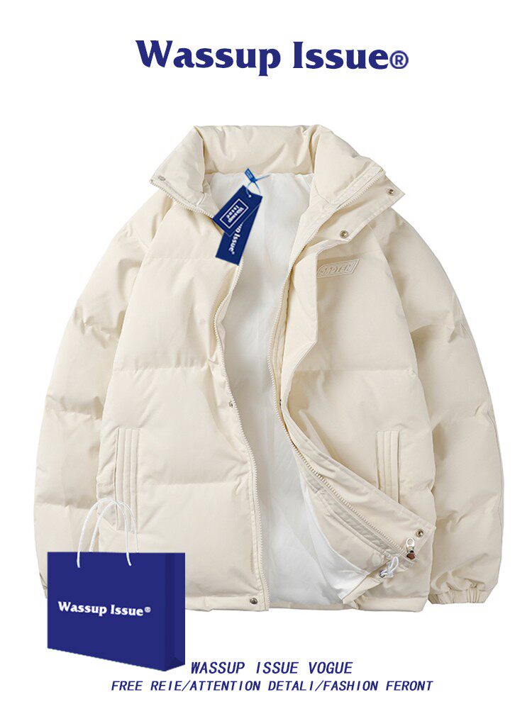 WASSUP ISSUE WINTER COTTON JACKET MENS TIDE THICKENED FLEECE JACKET KOREAN TREND COTTON JACKET BREAD JACKET COTTON JACKET