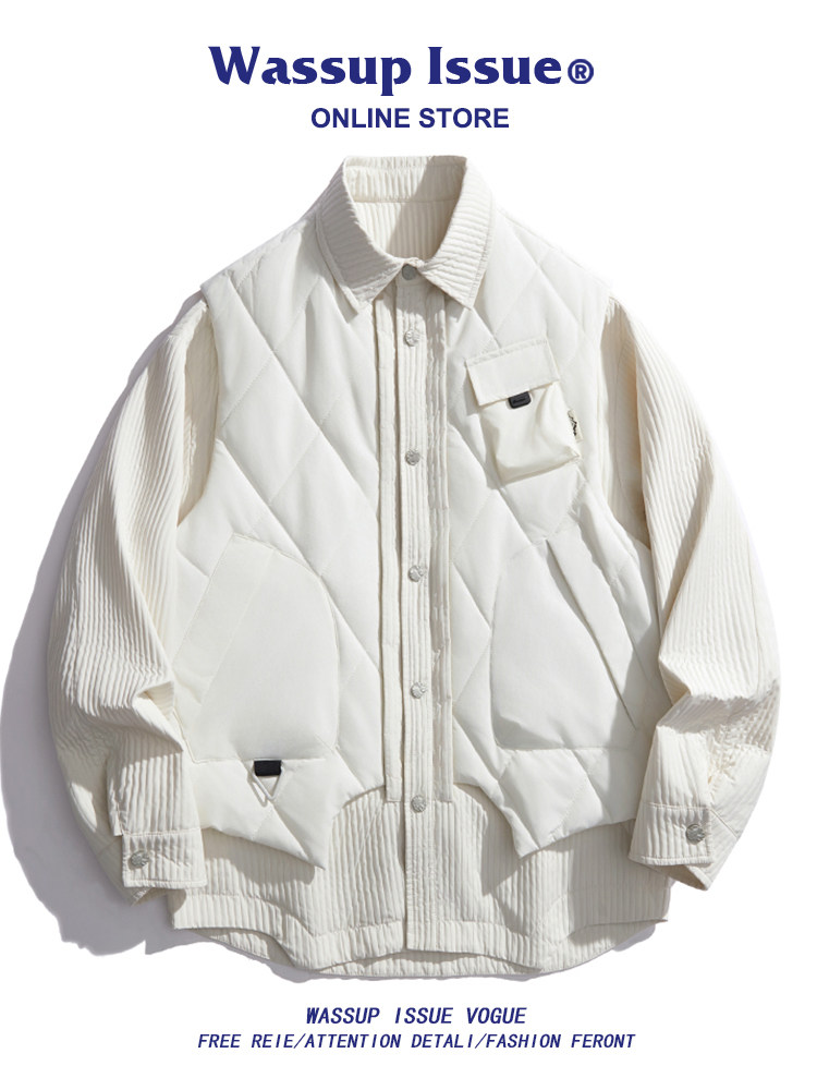 WASSUP ISSUE TWO-PIECE VEST SET SHIRT MENS AUTUMN|WINTER TREND CARGO JACKET FUNCTIONAL JACKET
