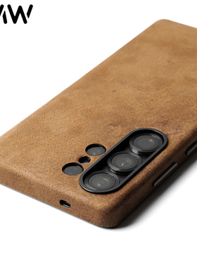 YMW羊皮适用三星S26 S25 Ultra手机壳复古磁吸可盘真皮高级皮套