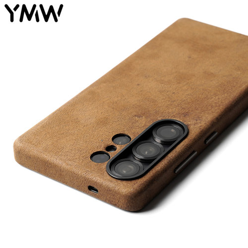 YMW头层羊皮适用三星S26 S25 Ultra手机壳复古磁吸可盘真皮高级皮套
