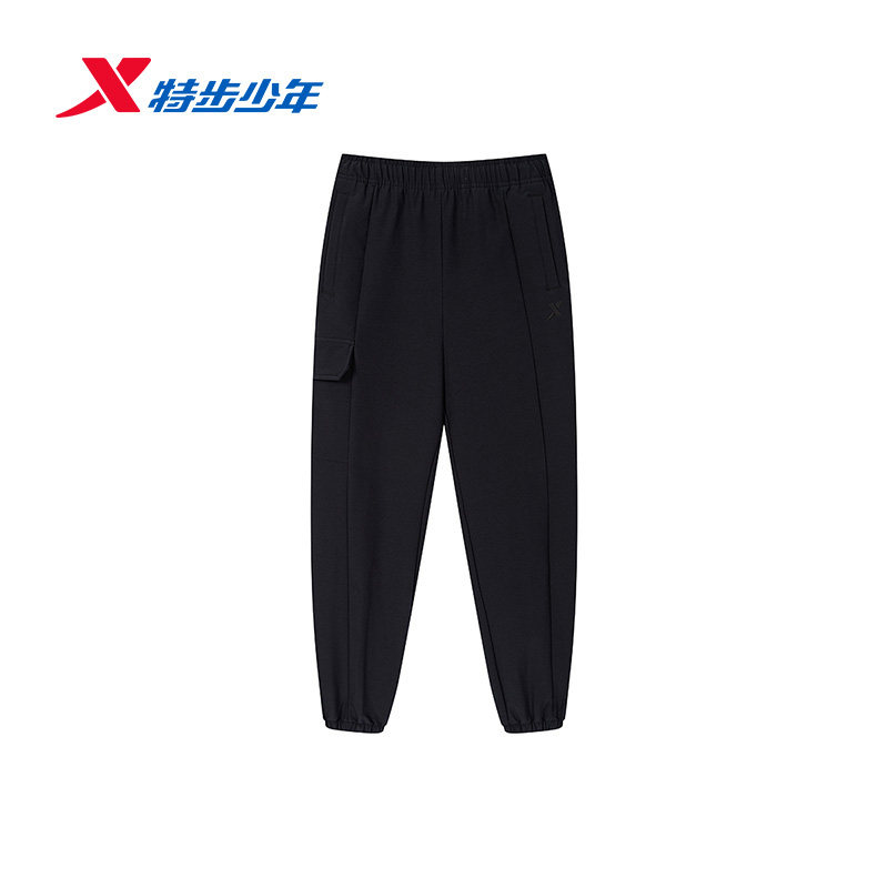 特步少年儿童男大童加绒运动裤2025秋梭织收口防泼水675325514183