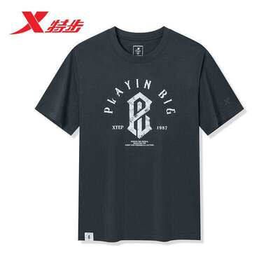 特步PLAYIN BIG短袖T恤男款2026夏圆领纯棉舒适短袖974229010290