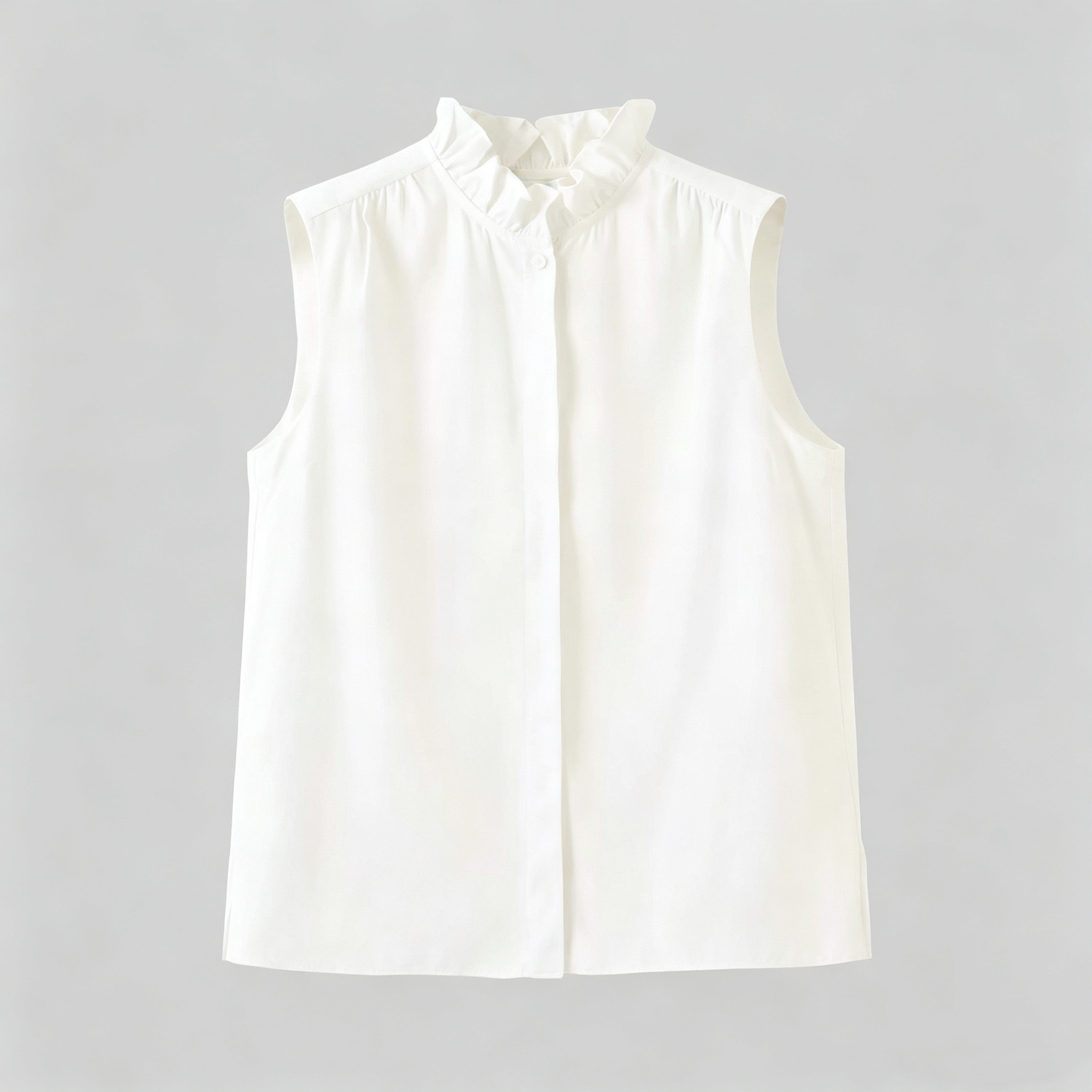 叠穿神器大洪官方经典款内搭荷叶领无袖衬衫小背心蕾丝百搭打底衫