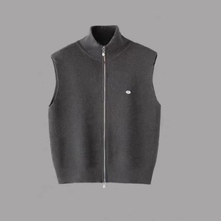 大洪官方叠穿计划双拉链叠穿针织马甲秋冬两穿领无袖 毛衣显瘦百搭