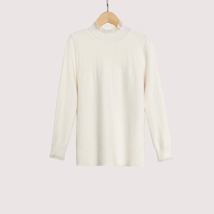 大洪官方严选店百搭伴侣秋冬时尚套头木耳边半高领毛针织衫打底衫