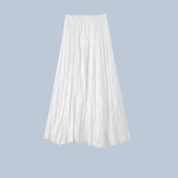 大洪官方流光裙法式复古压皱缎面肌理感半裙赫本风浪漫氛围半身裙