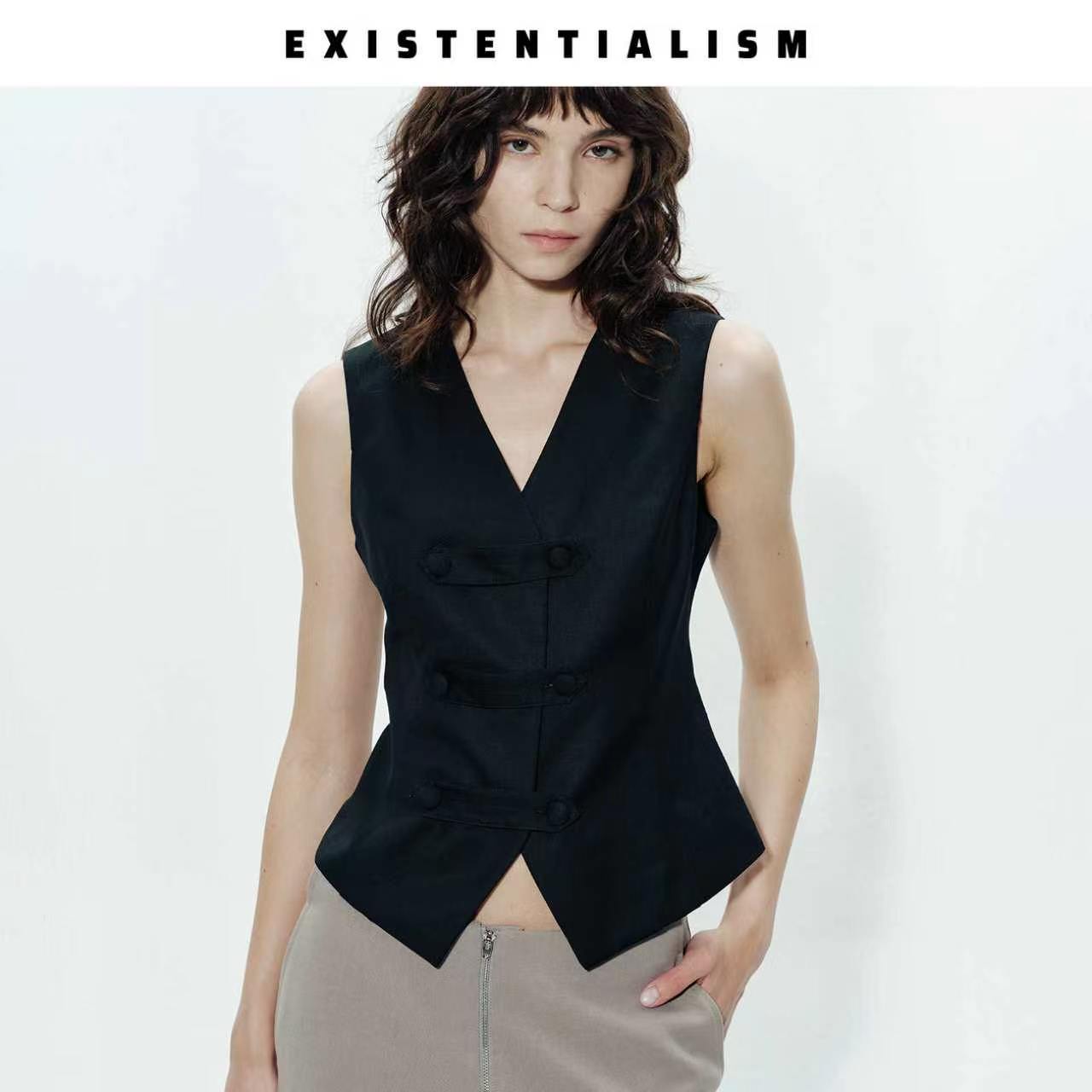 EXISTENTIALISM26秋冬新品西装马甲通勤挺括无袖马甲外搭叠穿上衣