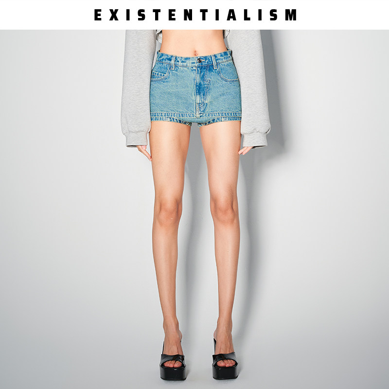EXISTENTIALISM 假两件牛仔短裤女原创显瘦显腿长日常百搭热裤
