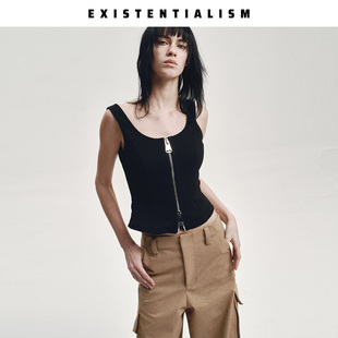 EXISTENTIALISM 春夏新款拉链螺纹背心女装时尚修身百搭叠穿上衣