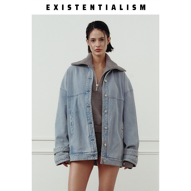 EXISTENTIALISM圆领牛仔阔型外套
