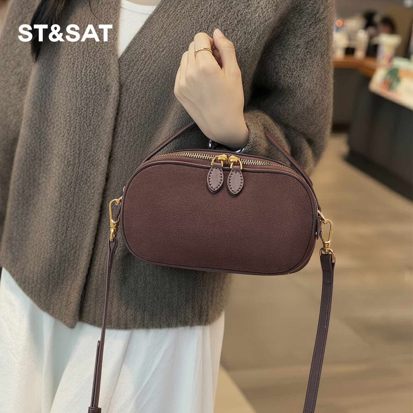 星期六包包女式2025新款秋冬单肩手提包时尚磨砂绒面复古手提小包,箱包皮具/热销女包/男包,通用款女包,淘宝优惠券,粉丝福利购,淘宝优惠卷