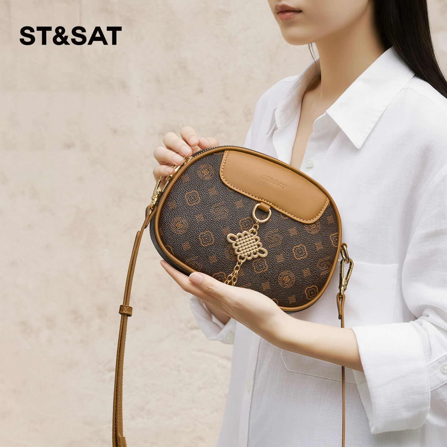 星期六包包女式2026新款老花小圆包时尚百搭单肩斜挎包通勤手机包,箱包皮具/热销女包/男包,通用款女包,淘宝优惠券,粉丝福利购,淘宝优惠卷