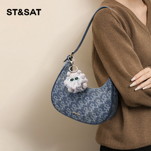 星期六女包单肩斜挎包时尚月牙包