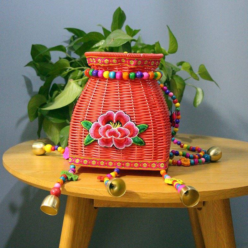 厂促装饰儿童小背蒌 编织背箩筐竹子云南四川背篓竹编小孩民族品