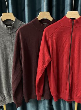 29F23 英国PIN高尔夫男士拉链针织开衫秋冬季外套薄棉保暖防风