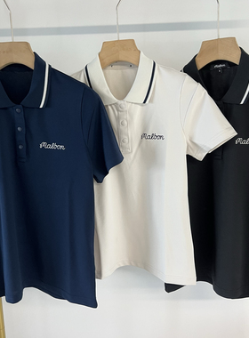 5 N16 出口韩国高尔夫女款短袖夏经典POLO衫轻量聚酯混纺时尚修身