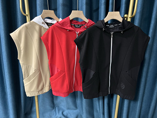 29D28 出口韩国高尔夫女士马甲春秋新品休闲半袖连帽外套店长推荐