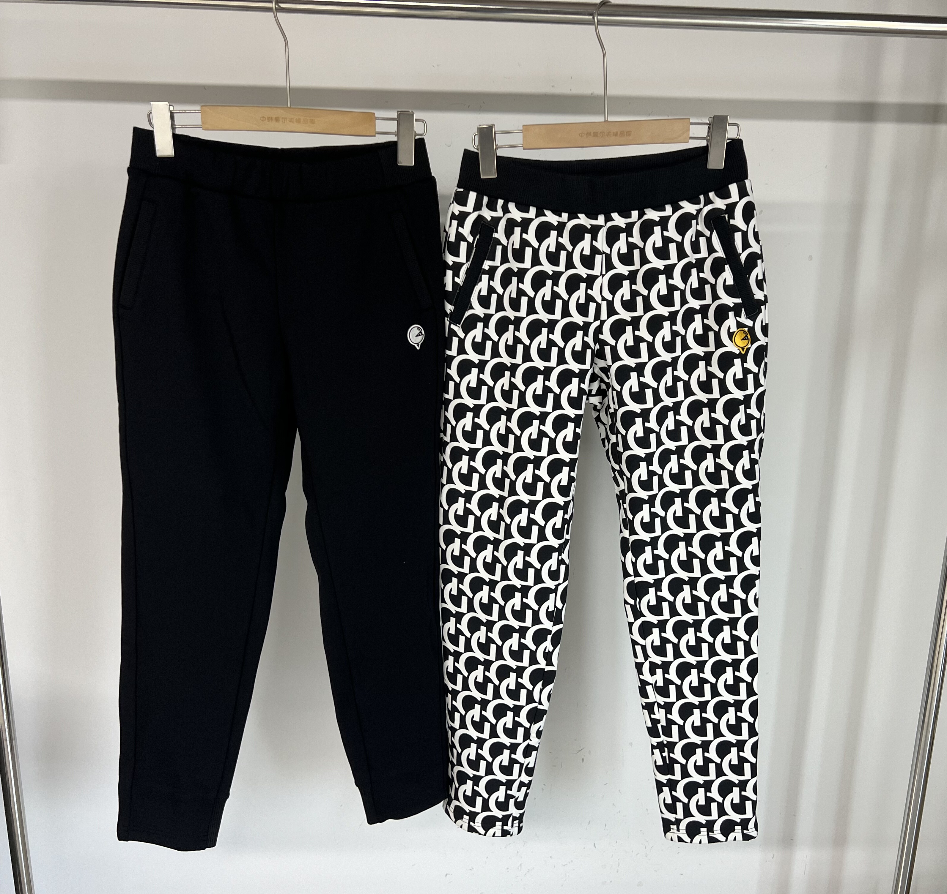 40B106 出口韩国余高尔夫女士秋冬加绒保暖户外运动长裤松紧腰带