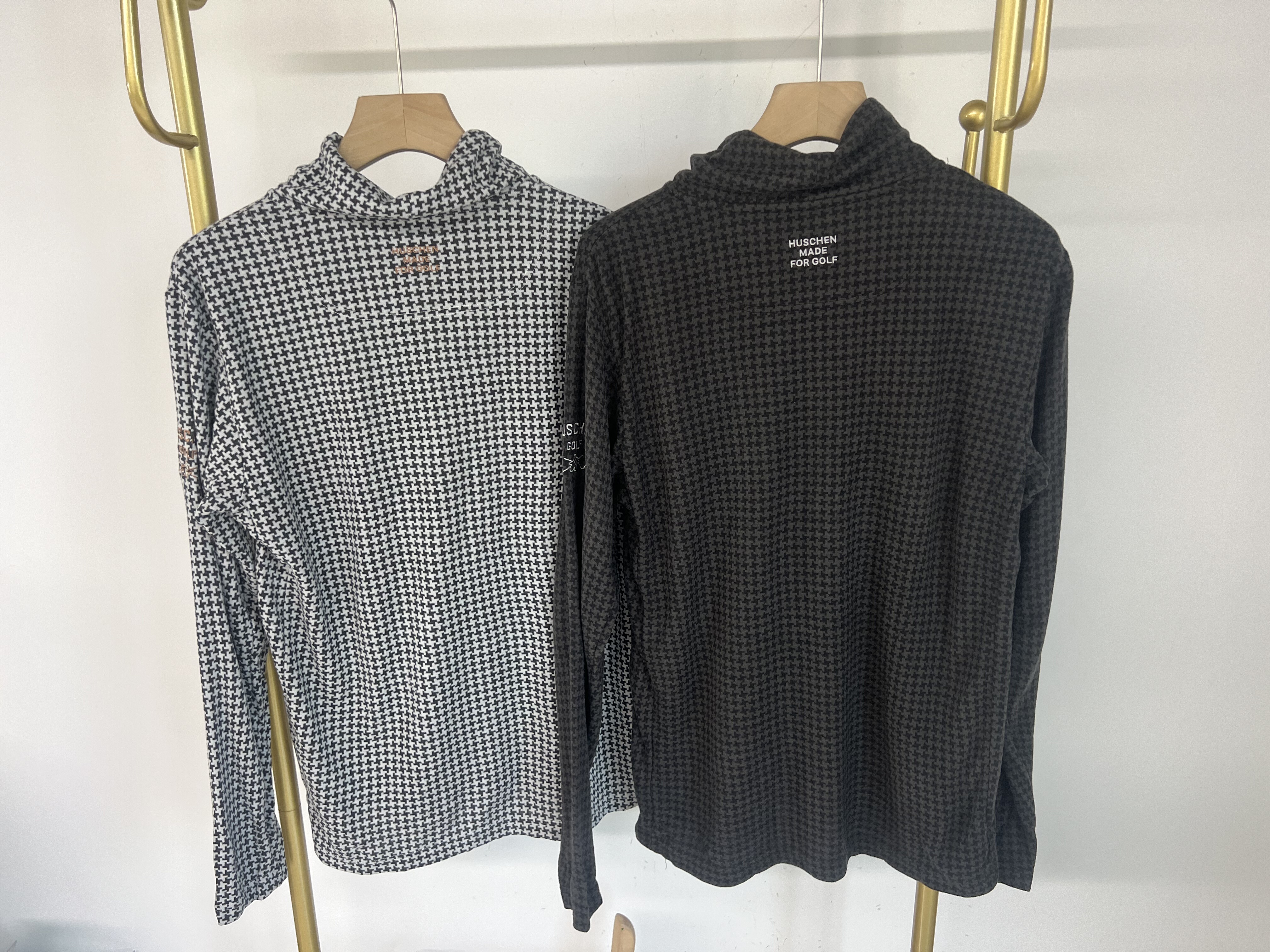 24201 出口余福利男士高尔夫服装高领有抽绳防风保暖毛绒打底长袖