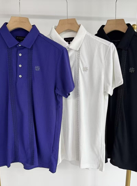 5N21出口日本潮牌高尔夫球服新款男夏装上车徽标符号纽扣翻领短袖