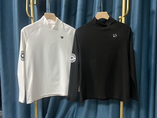 29E08 出口韩国高尔夫服装男士秋冬保暖打底立领弹力黑白磨毛长袖