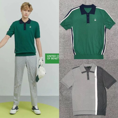 5T134高尔夫服装韩国男士春夏季新款golf短袖针织t恤英伦休闲拼色
