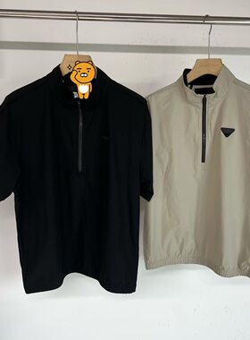 42E115韩单高尔夫球衣男士夏季半拉链立领短袖防泼水风衣优质推荐