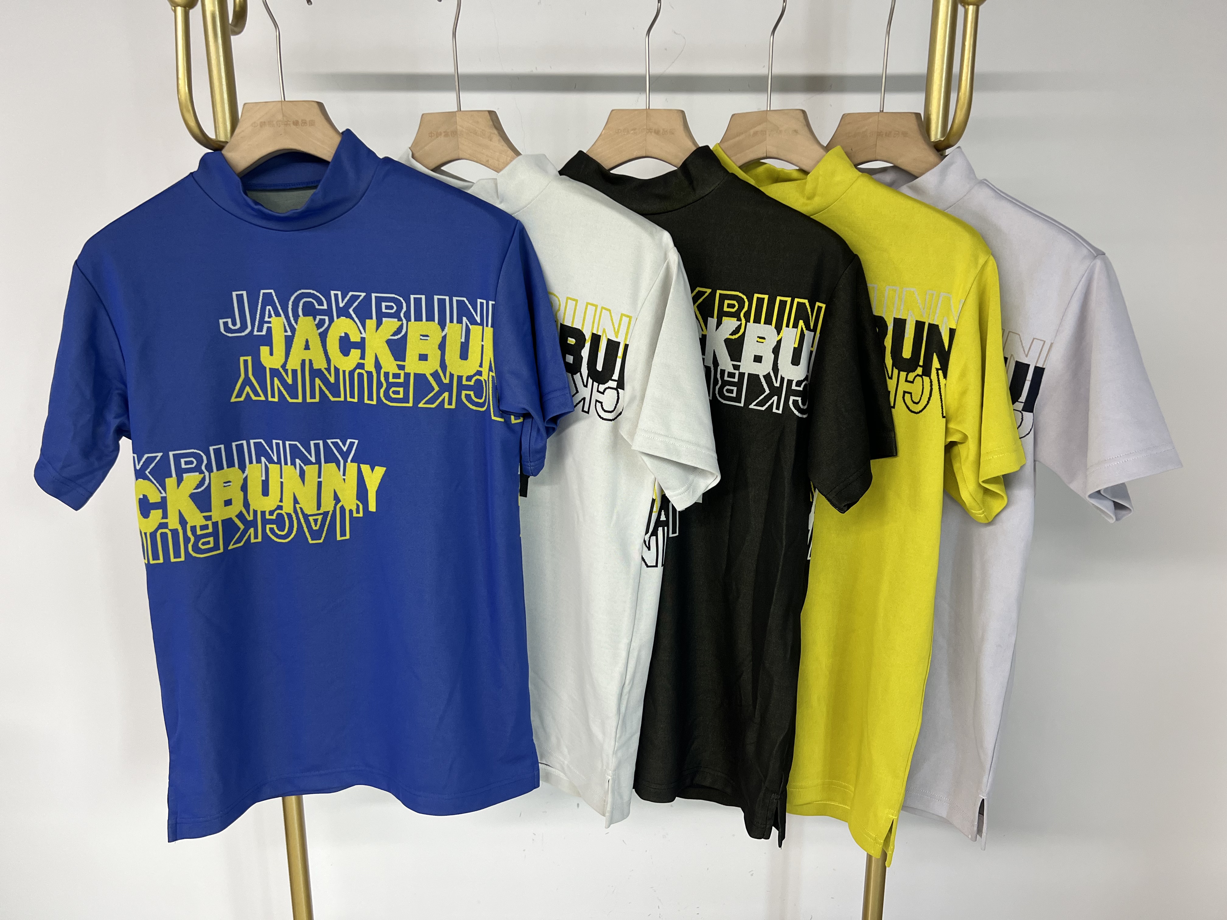 16q01 日本潮牌Jackbunny 高尔夫男女青少年款秋季半高领短袖速干