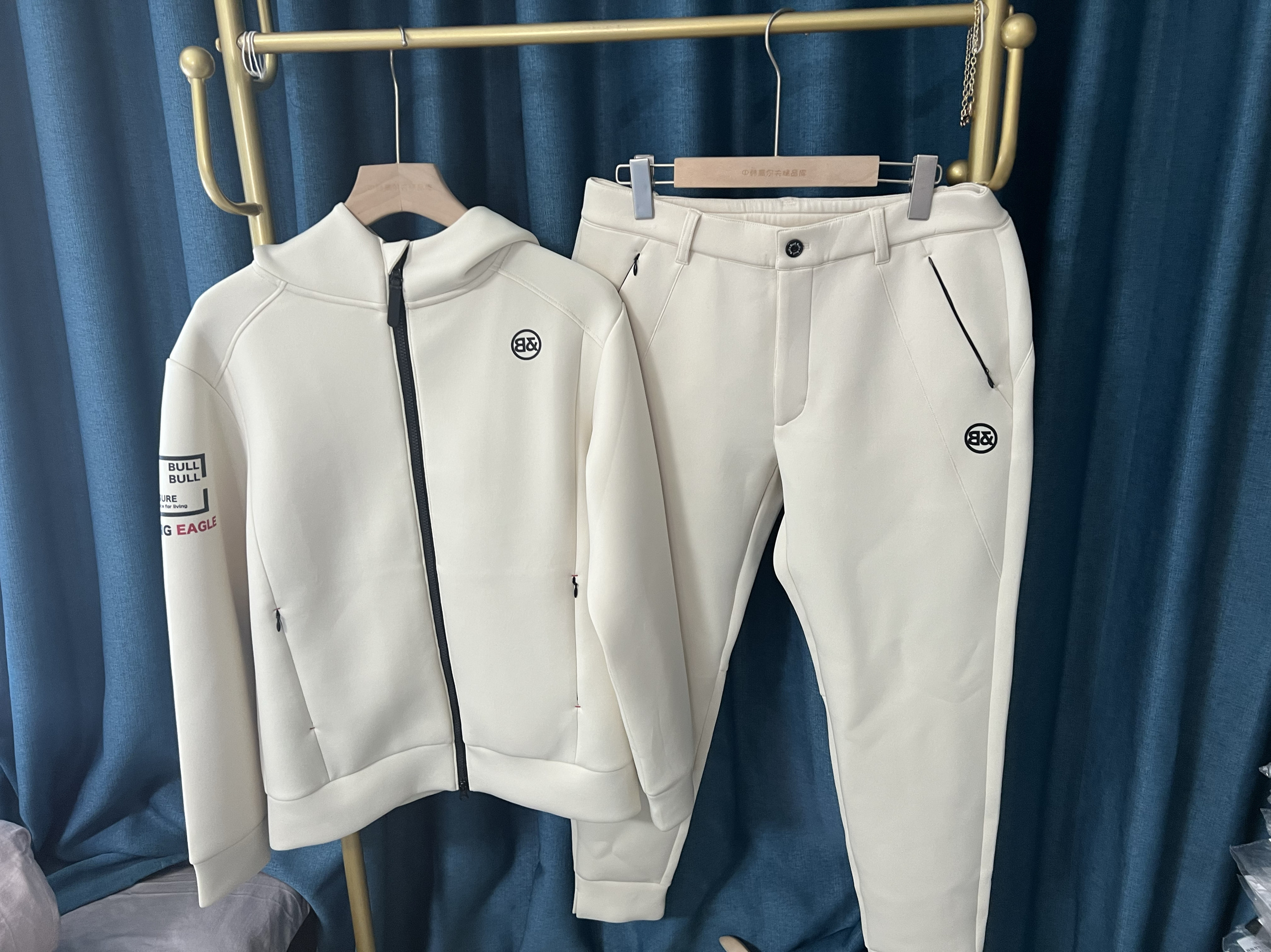 29b74 潮牌高尔夫男士年春季新款连帽外套长裤套装运动休闲太空棉