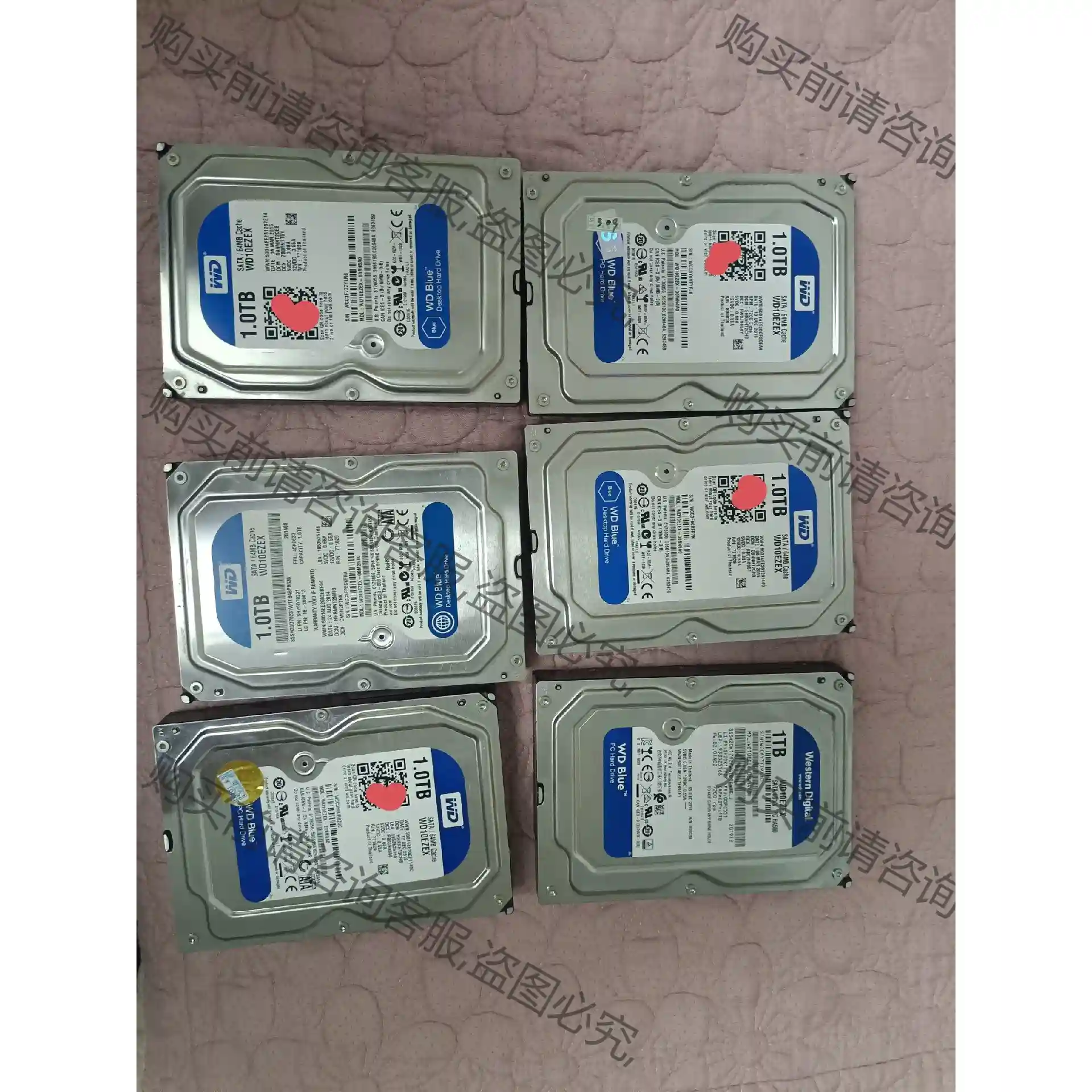 西数1T机械硬盘 蓝盘 6个 拆机所得 具体看图 先议价 拆机货包好