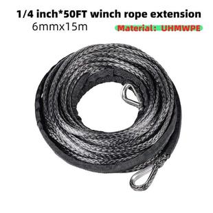 6mm合成纤维绳绞盘绳7700磅1/4高分子拖车绳钩UHMWPE电动绞盘延长