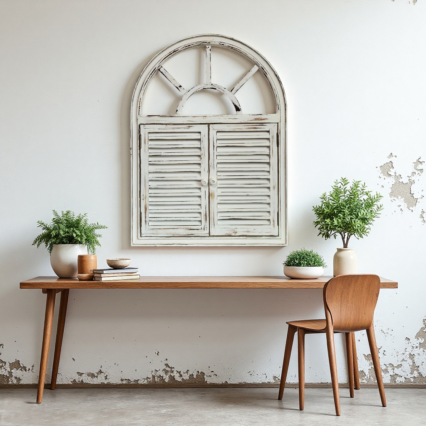 实木拱形百叶窗装饰假窗户仿真