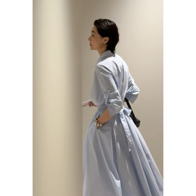 HERLAND她地 崔婶儿 再别康桥 简约高级感防晒衬衫裙女夏凉感显瘦