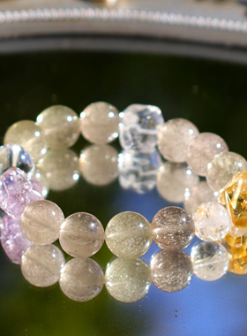 利比亚紫超七金箔黄大块水晶手链  12.19冬至节直播间专属