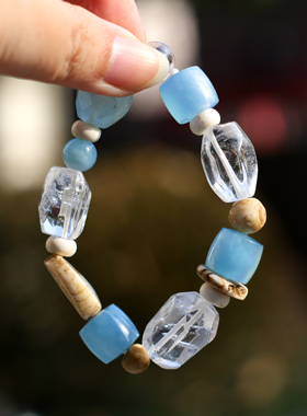 CC设计泰国新年款海蓝宝大块水晶手链  1.8直播间孤品