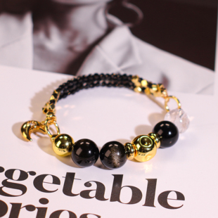 猫眼金黑曜设计款 0325直播间孤品 爆闪水晶手链