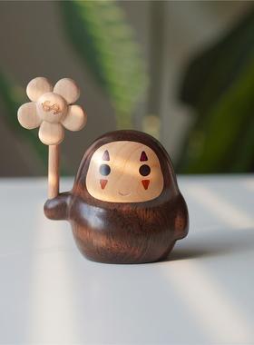 檀木宫崎骏无脸男摆件可爱实木桌面装饰有钱花送朋友礼物工艺品