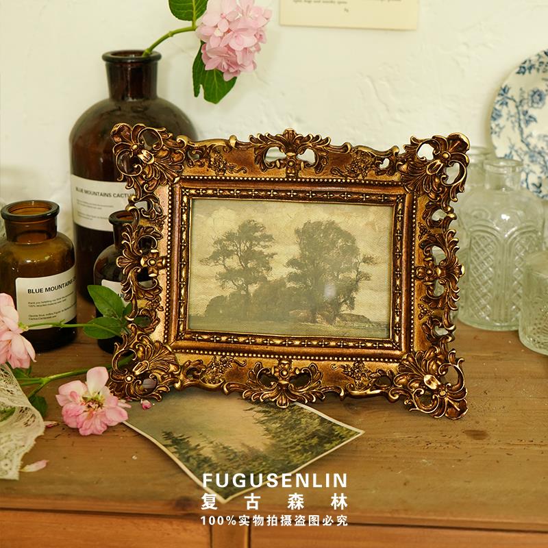 复古森林欧式做旧镂空浮雕树脂相框画框家居摆件墙面装饰雕花壁挂